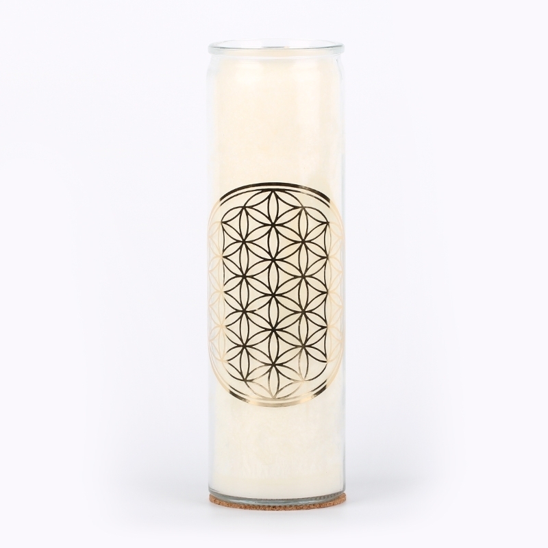 Flower of life white candle